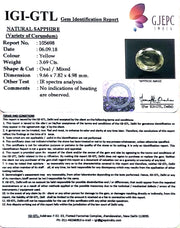 3.69/CT Natural yellow sapphire with Govt Lab Certificate-YELSA9U